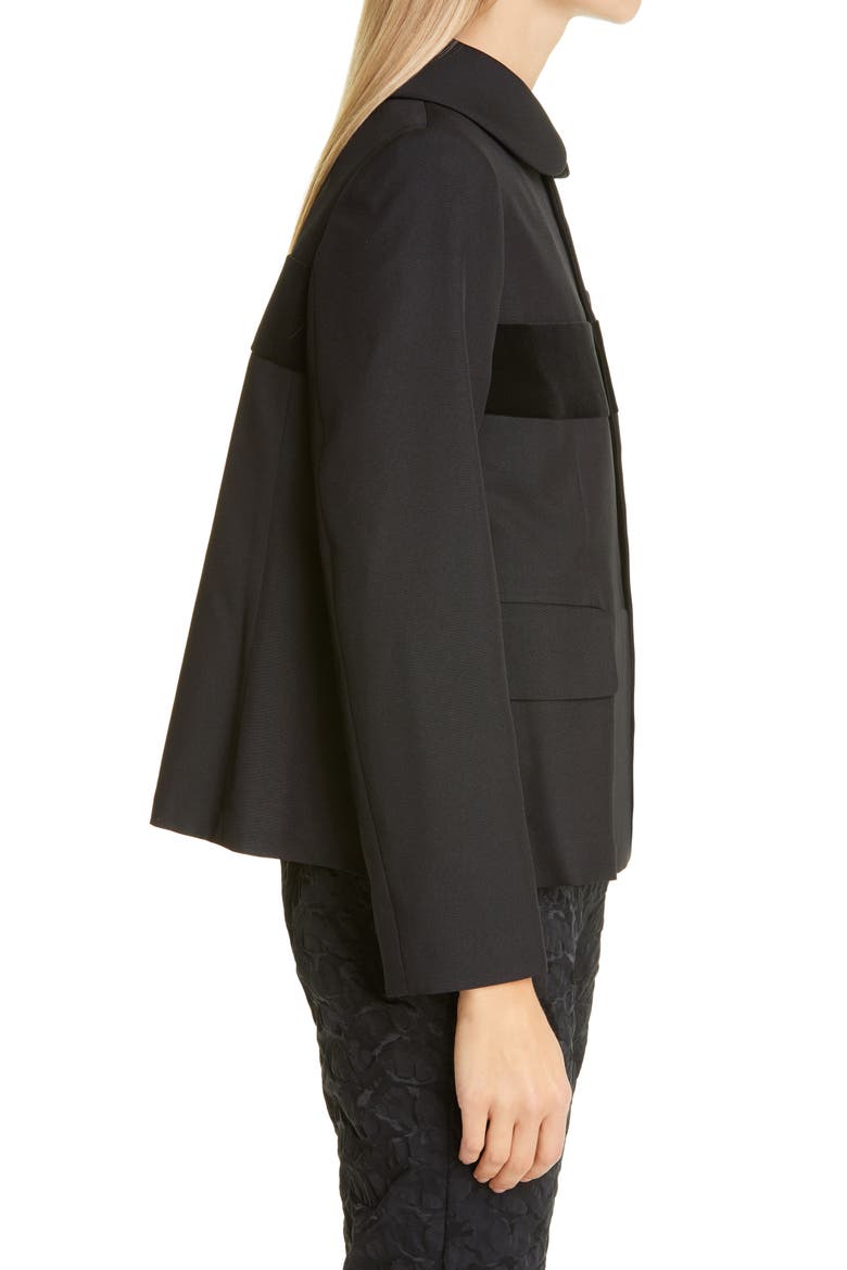 Velveteen Detail Blazer, Alternate, color, BLACK X BLACK