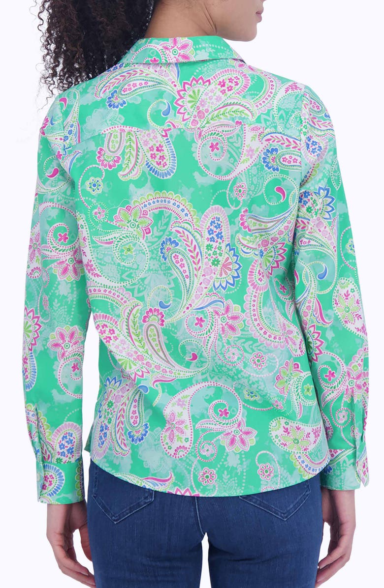 Foxcroft Mary Paisley Non-Iron Cotton Button-Up Shirt, Alternate, color,
