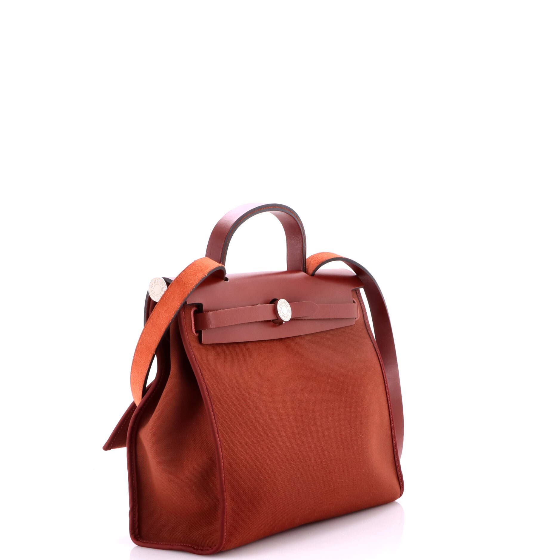 Pre-Owned Hermes Herbag Zip Leather and Toile 31, Alternate, color, Rouge H