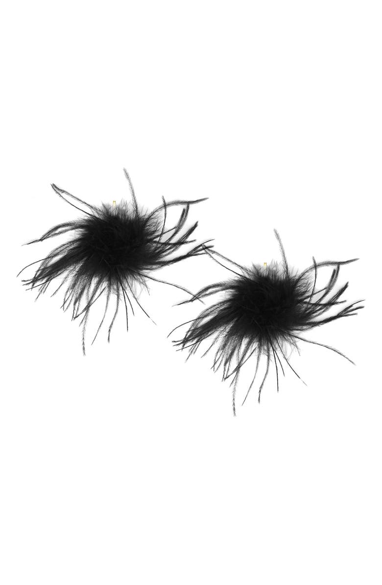 Tuleste Ostrich Feather Pompom Earrings, Main, color, 