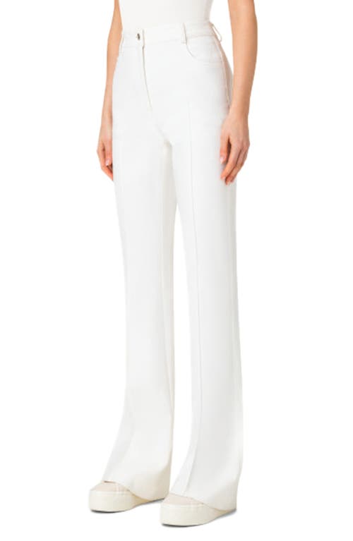 Akris High-rise Bootcut Cotton-silk Pants In White