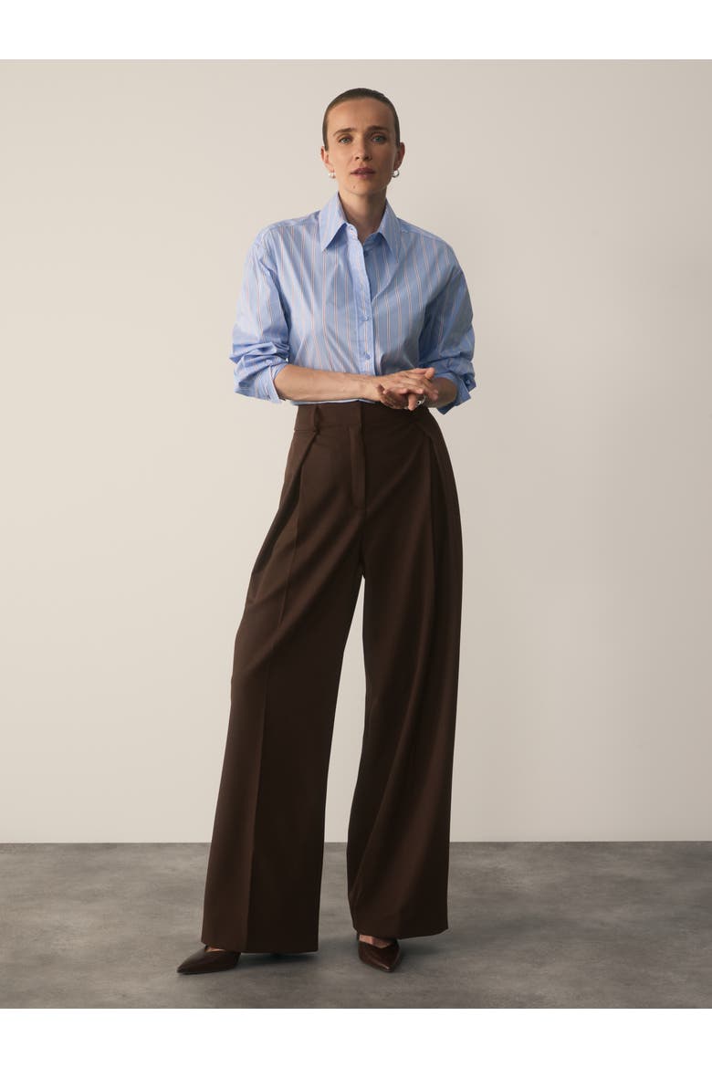 Sculpted High Waist Wide Leg Trousers, Alternate, color, Brown
