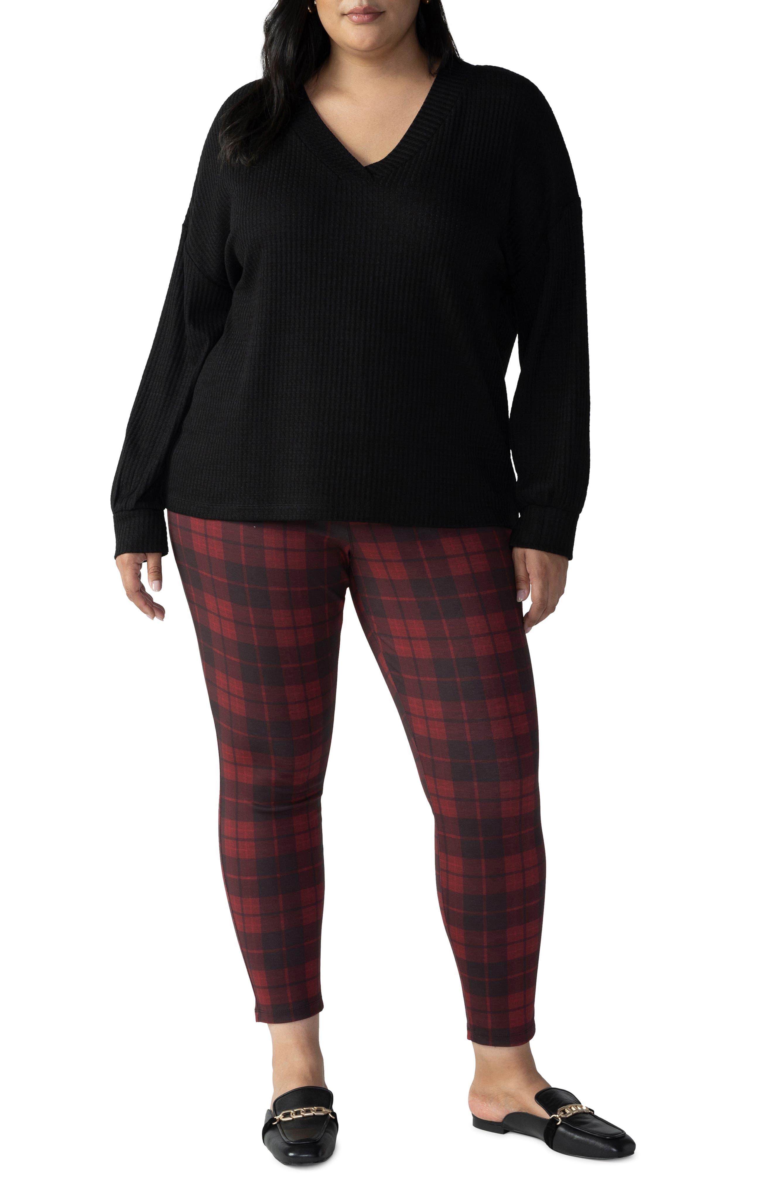Sanctuary Runway Plaid Ponte Pocket Leggings