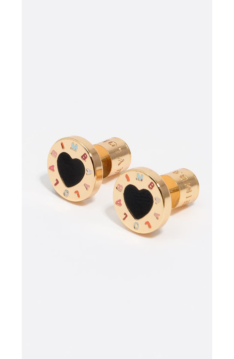 Bimba y Lola Heart Logo Earrings, Alternate, color, Black