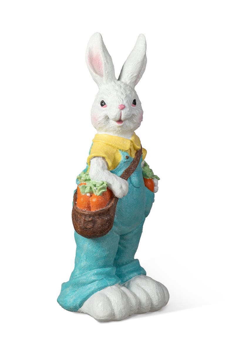Glitzhome 17"H Easter Resin Bunny Girl or Boy Table Decor, Main, color, Blue