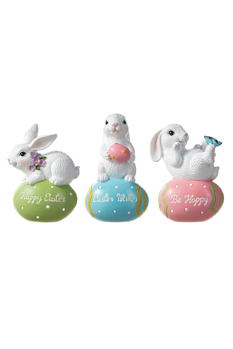 Set of 3 Easter Resin Bunny Table Decor, Alternate, color, White