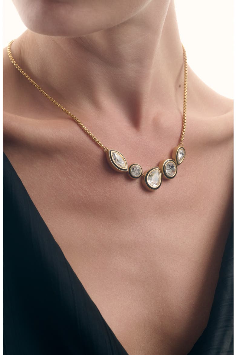 Cristina Mixed Cut Crystal Frontal Necklace, Alternate, color, GOLD TONE / CLEAR / BLACK