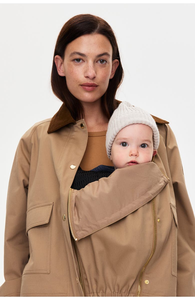 H&M Mama Before & After Babywearing Twill Jacket, Alternate, color, Beige