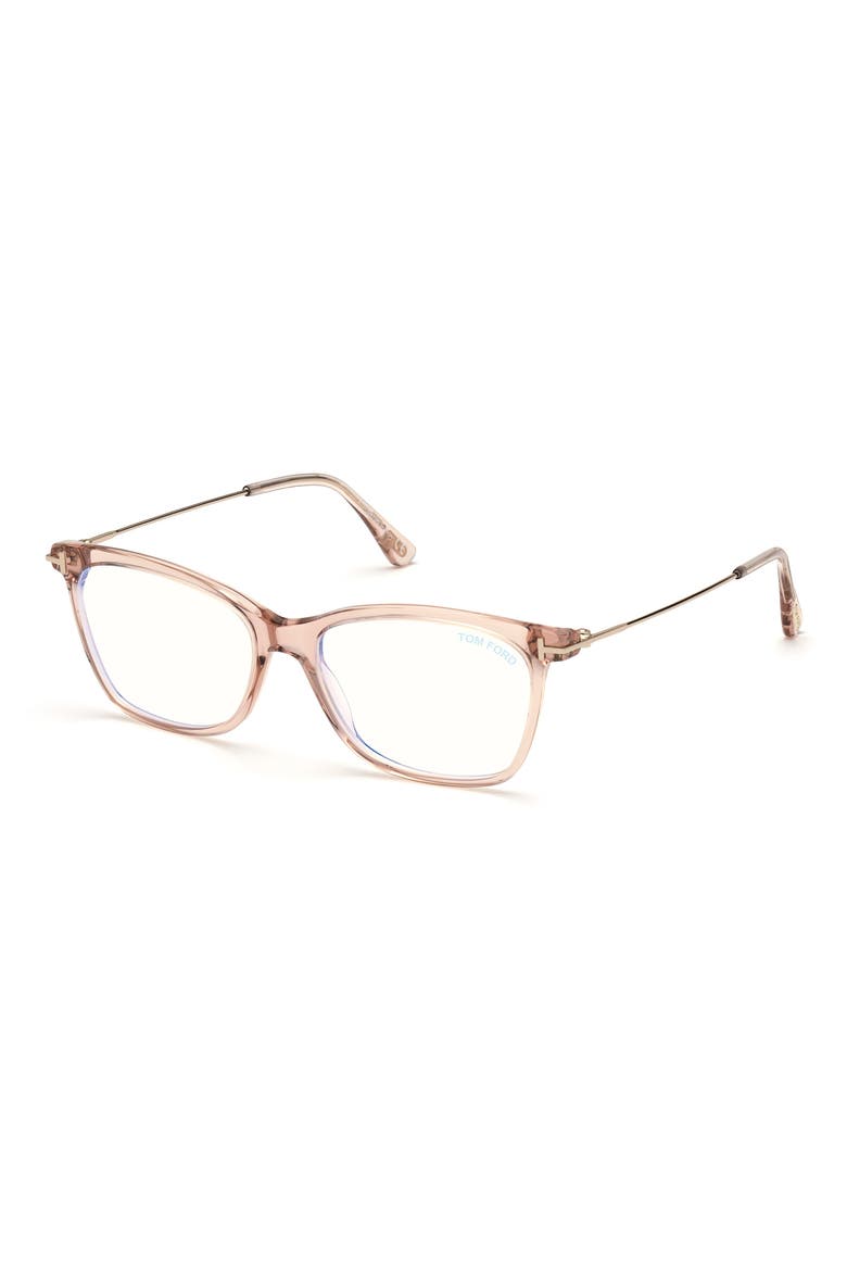 50mm Square Optical Glasses, Alternate, color, PINK ROSE GOLD / BLUE BLOCK