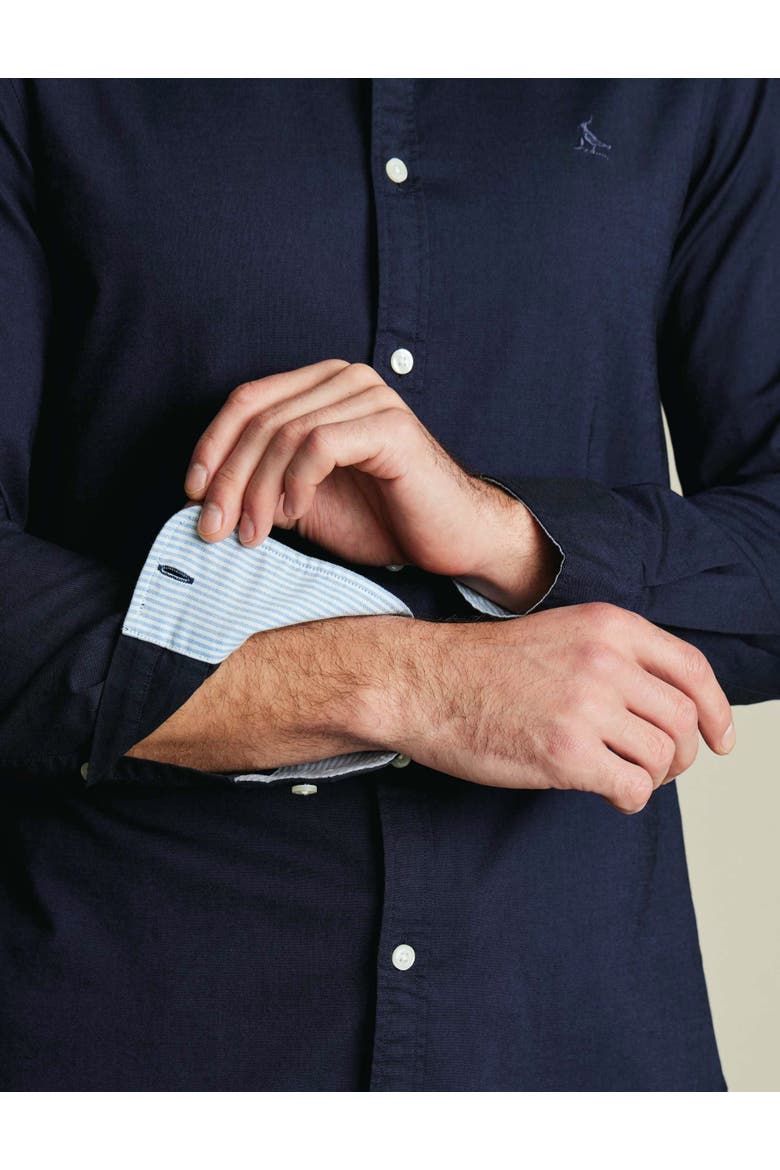 Plain button-down stretch washed Oxford shirt, Alternate, color, Ink Blue