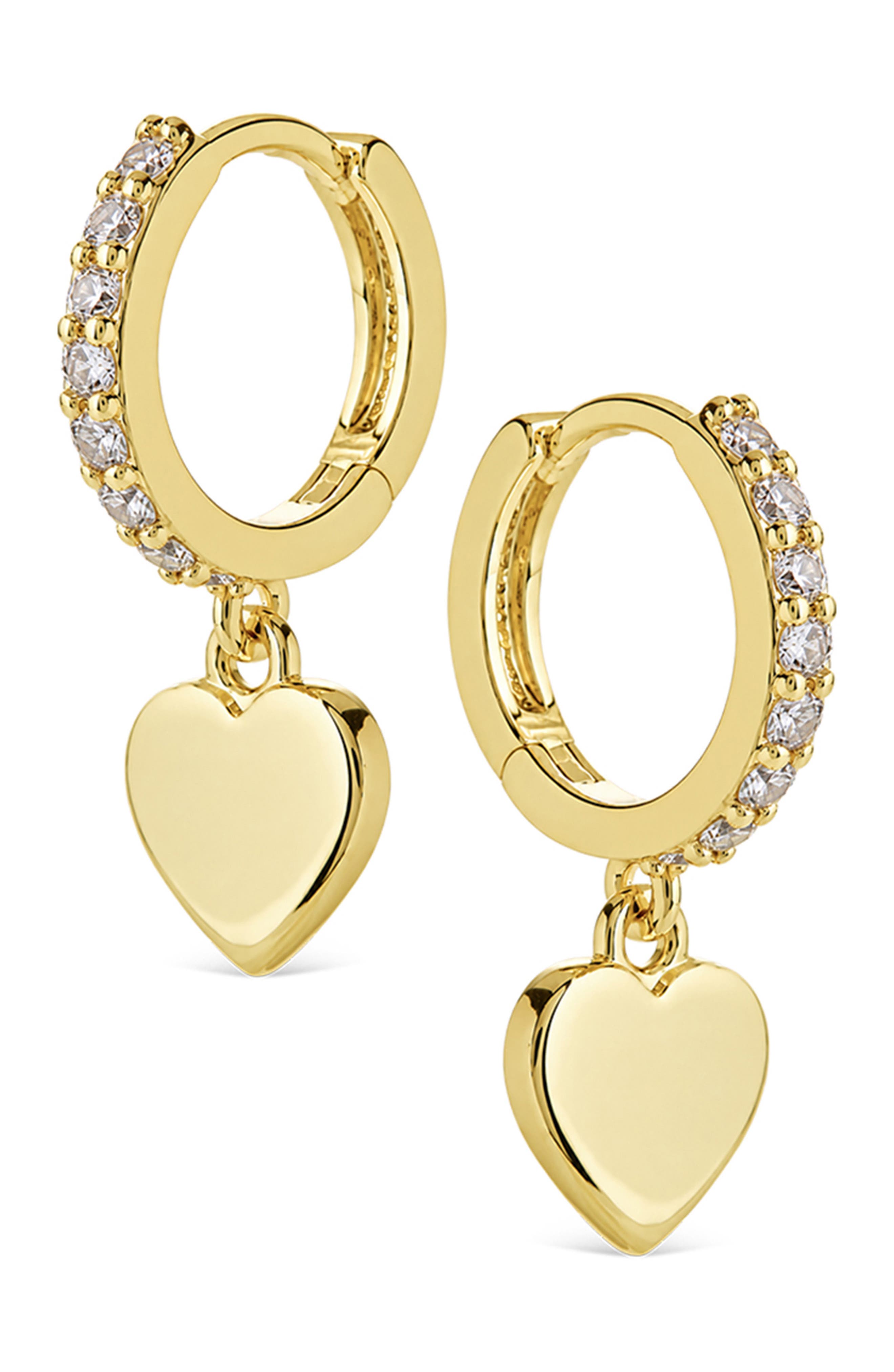 Heart Drop Huggie Hoop Earrings