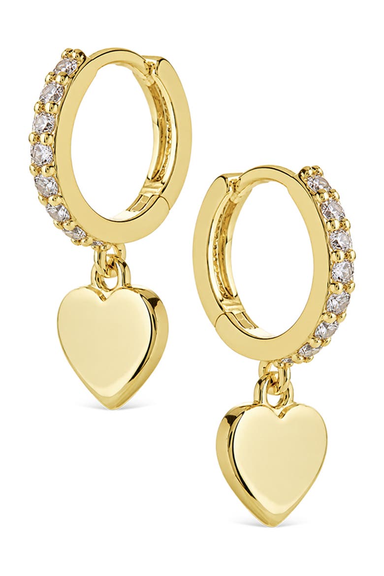 Heart Drop Huggie Hoop Earrings, Main, color, GOLD