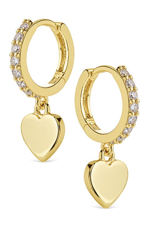 Heart Drop Huggie Hoop Earrings