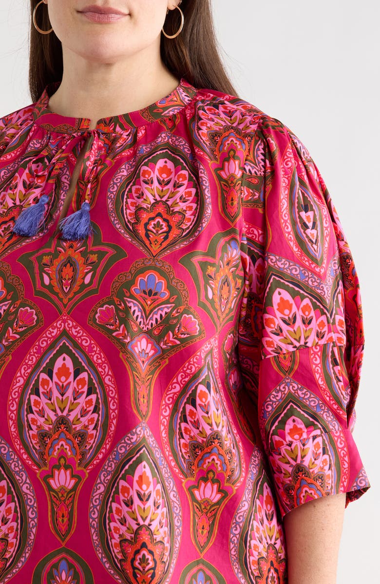 SUGARLIPS Azura Paisley Irina Split Neck Top, Alternate, color, Berry-Multi