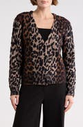 DKNY Jeans V-Neck Leopard Cardigan