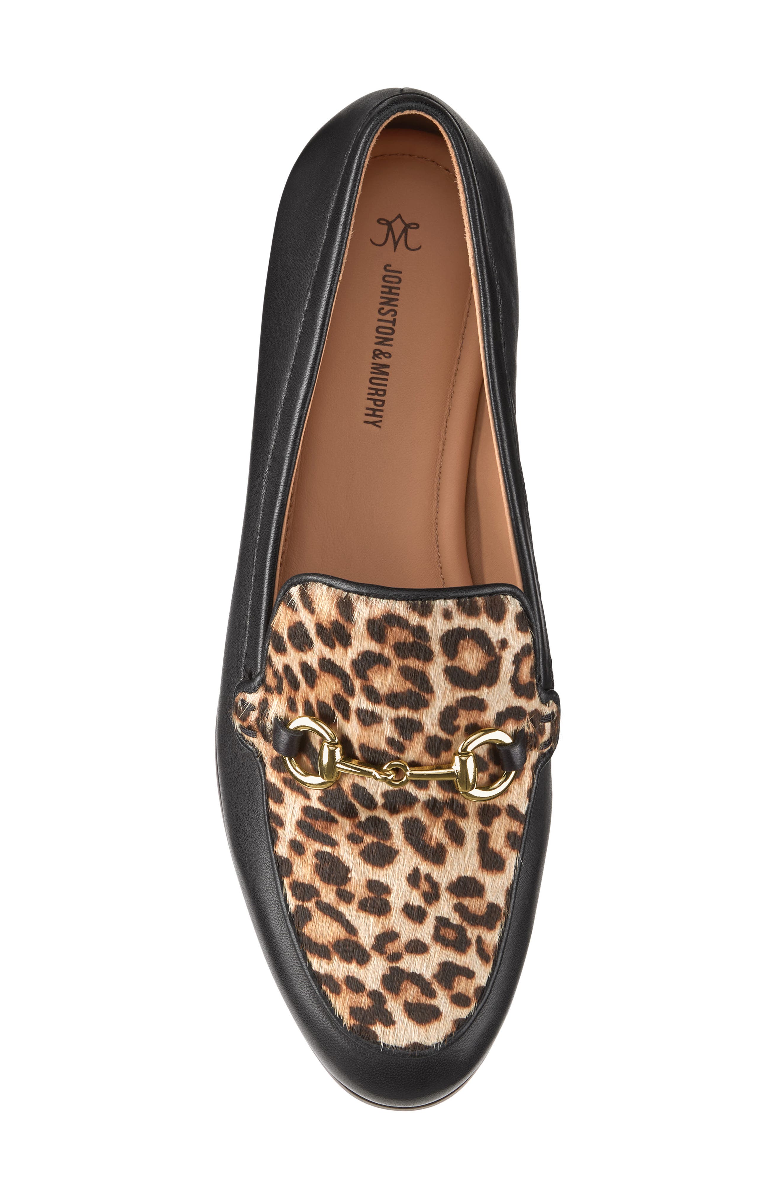 Johnston & Murphy Ali Genuine Calf Hair Bit Loafer, Alternate, color, Black Leopard