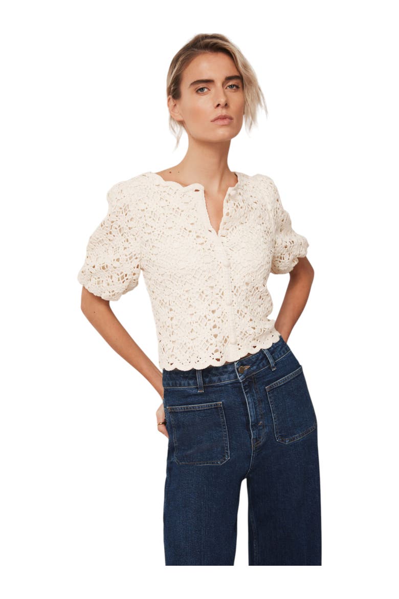 Crochet Knit Top, Main, color, Ivory