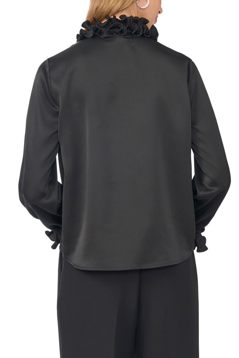 Pleated Ruffle Satin Top, Alternate, color, RICH BLACK