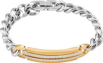 Men's Goldtone Plated Stainless Steel Diamond Cross Necklace & Bracelet 2-Piece Set - 0.1 ctw.