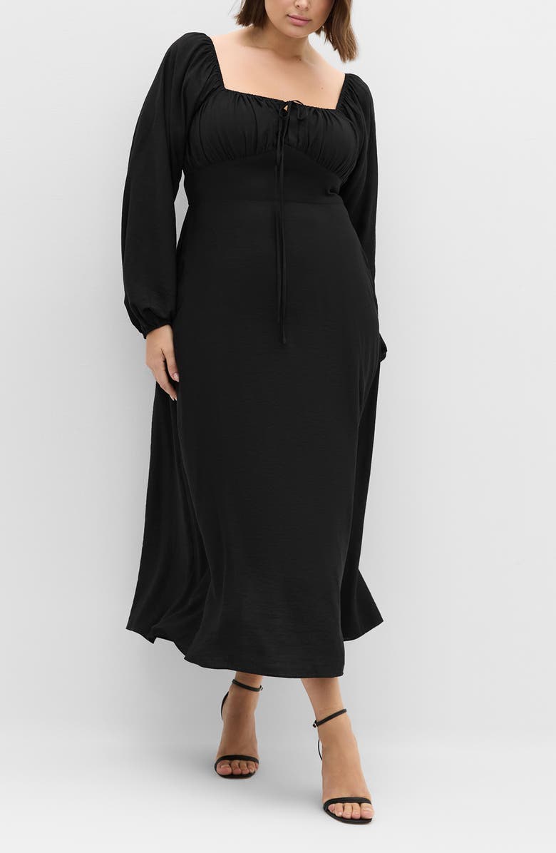 City Chic Abbigail Long Sleeve Maxi Dress, Main, color, Black