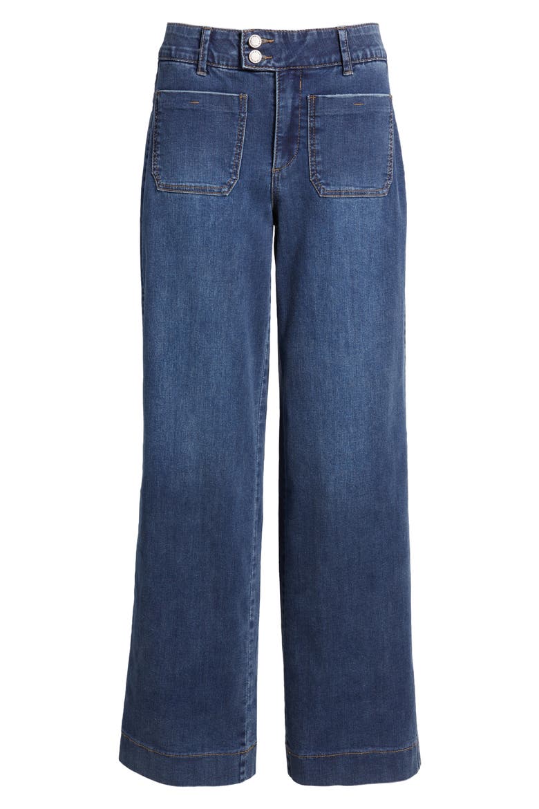 Patch Pocket High Waist Wide Leg Jeans, Alternate, color, BLUE