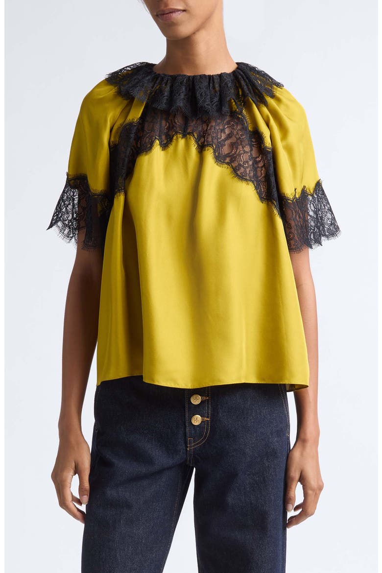 Nina Silk Top, Main, color, CITRINE