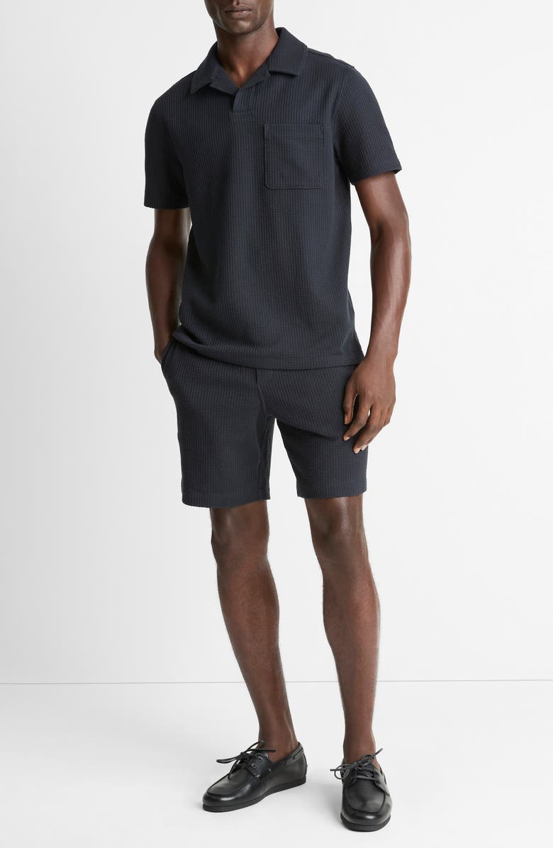 Vince Stretch Cotton Seersucker Johnny Collar Polo, Alternate, color, Coastal