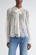 Ulla Johnson Iliana Pussybow Tie Sheer Cotton Lace Top