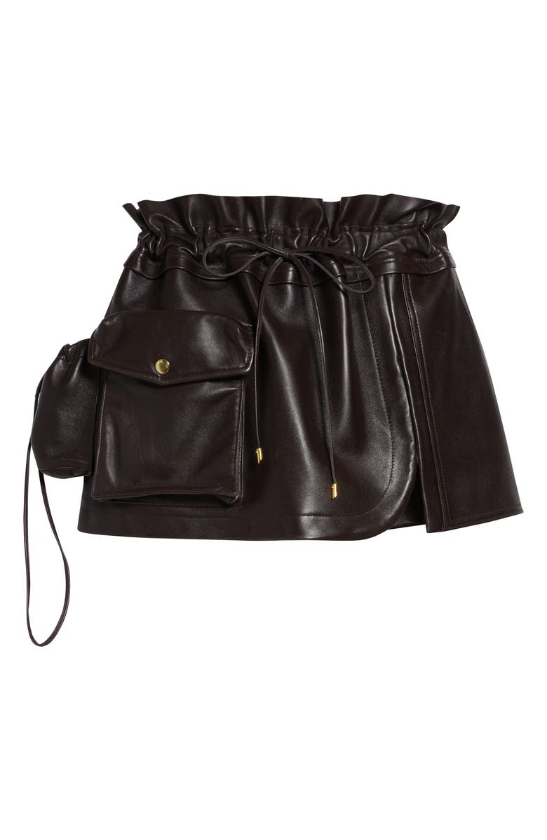 LaQuan Smith Leather Utility Miniskirt, Main, color, Chocolate