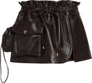 LaQuan Smith Leather Utility Miniskirt
