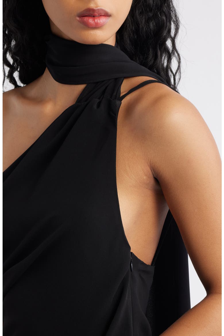 Eva One Shoulder Gown, Alternate, color, BLACK
