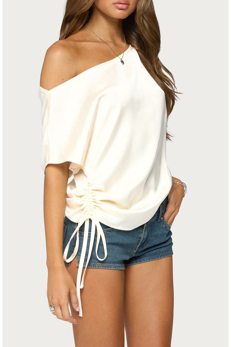 Jori Off Shoulder Satin Top, Alternate, color, CREAM