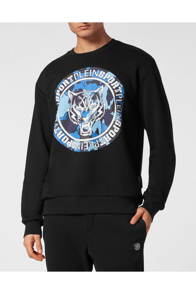 Sweatshirt Ls Carbon Tiger Men, Main, color, black/lightblue