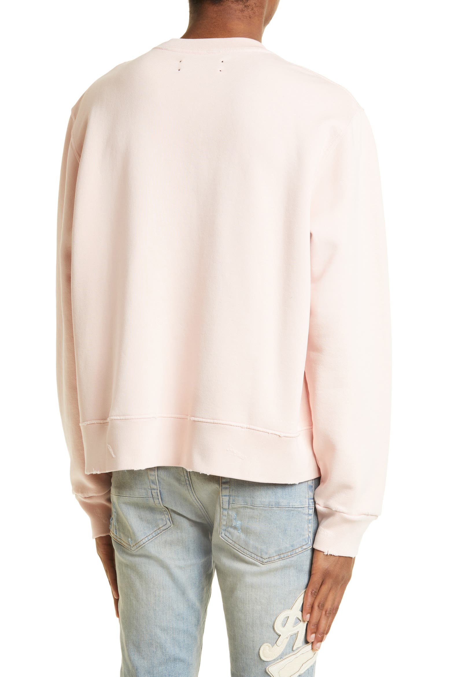 Distressed Thread AMIRI 22 Distressed Logo Cotton Sweatshirt (Men) | Nordstrom