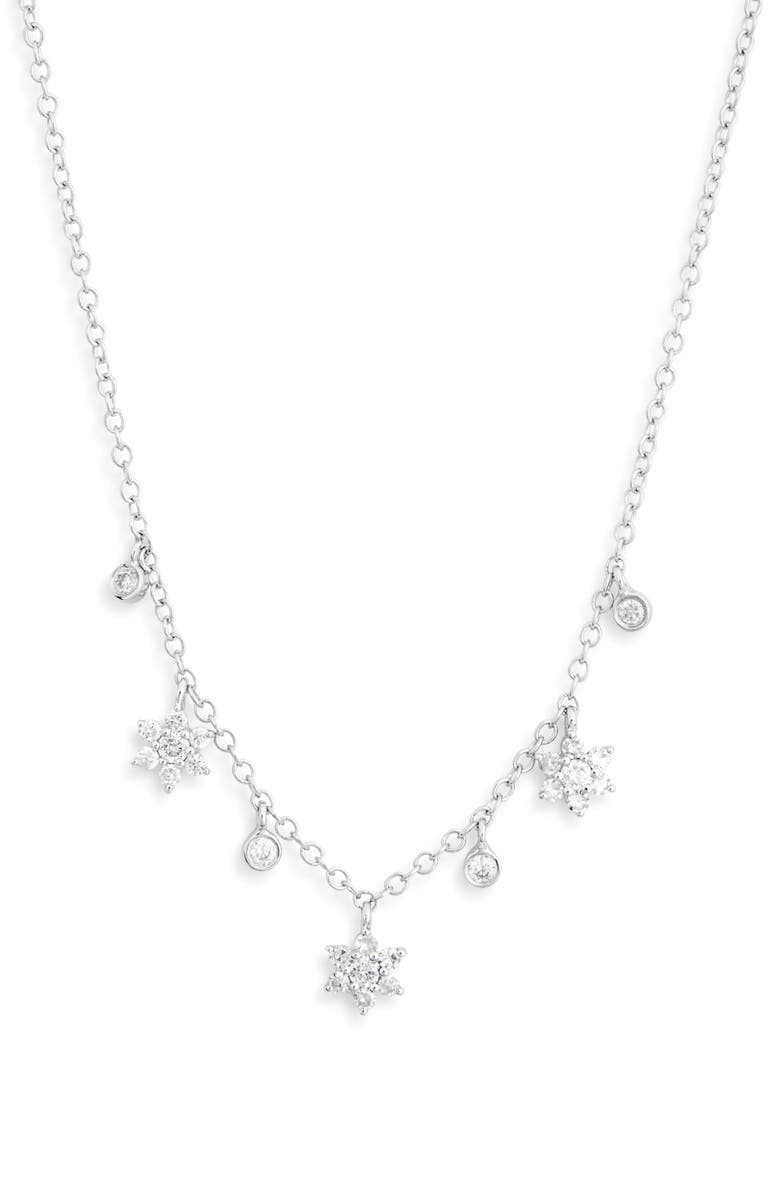 Meira T Mini Diamond Cluster Pendant Necklace, Main, color, White