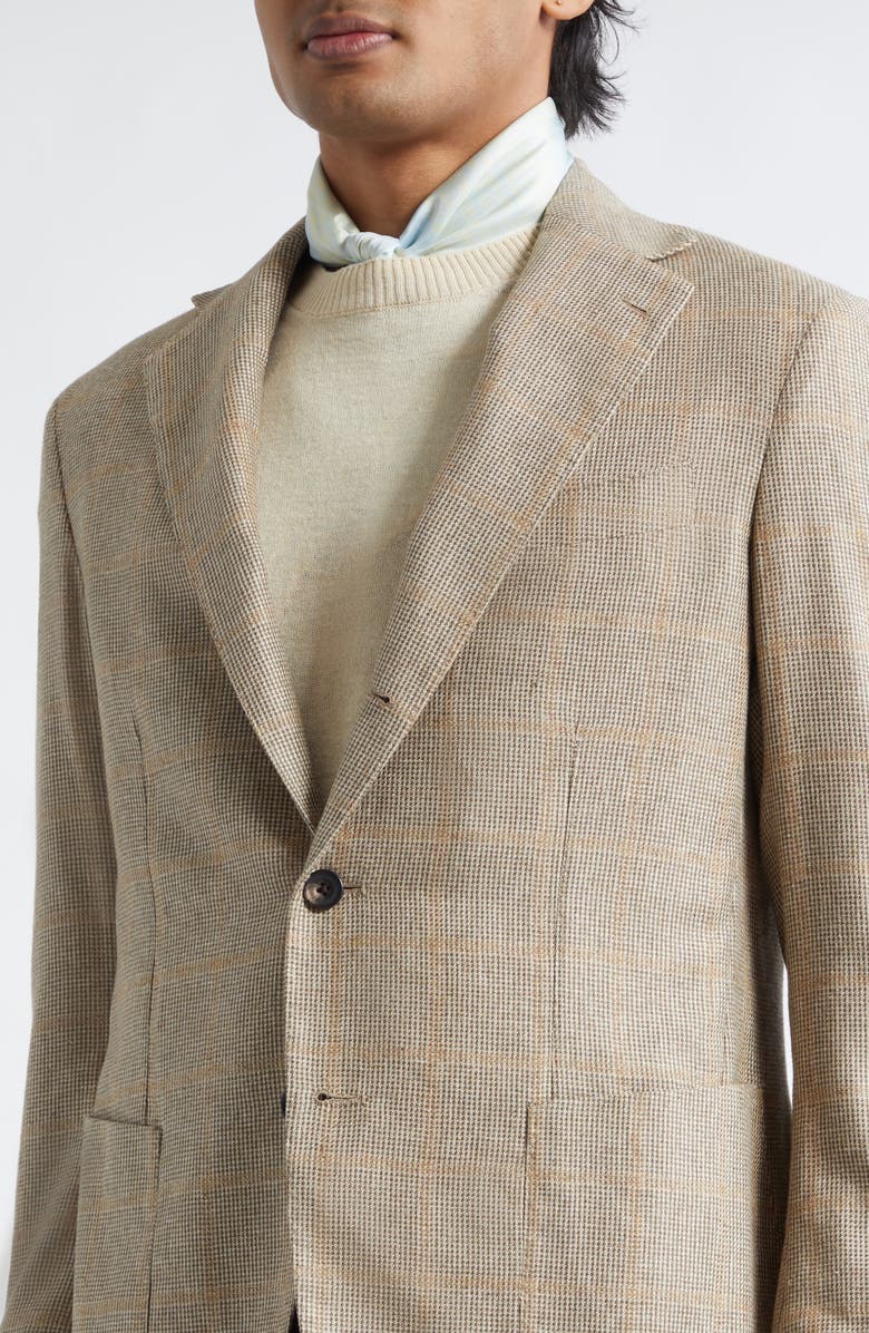 J. Mueser Waverly Check Silk Sport Coat, Alternate, color, Tan Windowpane