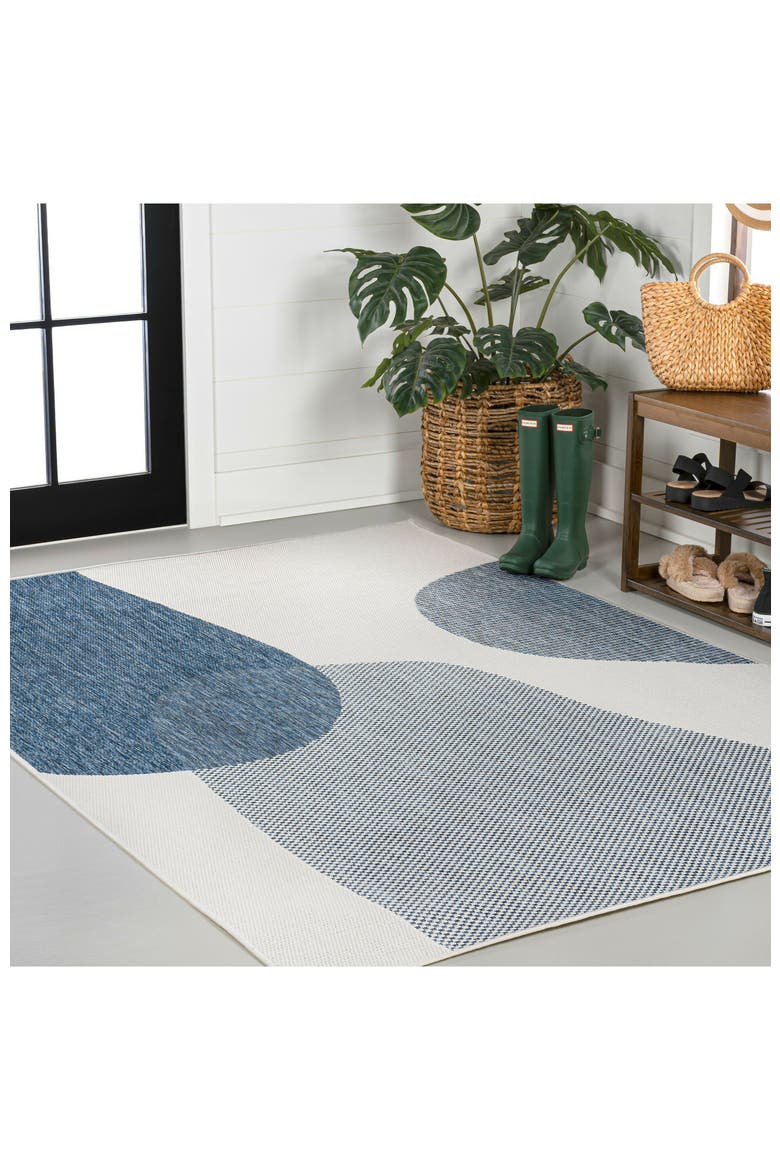 Zia Modern Geometric Organic Shapes Indoor/Outdoor Area Rug, Alternate, color, Cream/Navy