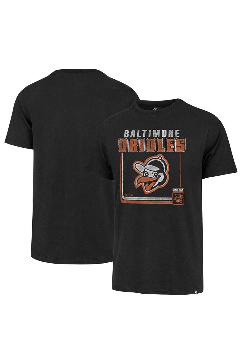 Men's '47  Black Baltimore Orioles Cooperstown Collection Borderline Franklin T-Shirt, Main, color, Black