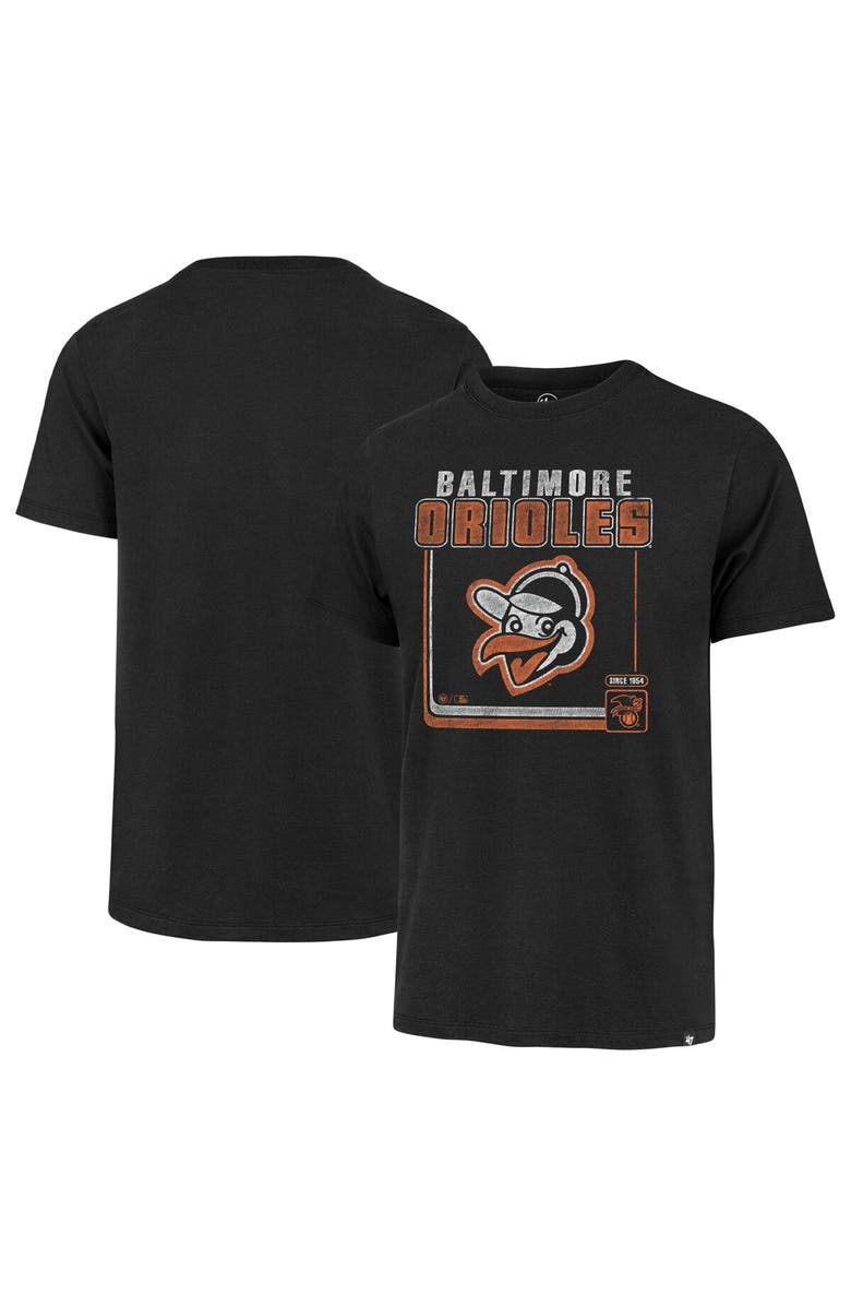 '47 Men's '47 Black Baltimore Orioles Cooperstown Collection Borderline Franklin T-Shirt, Main, color, Black