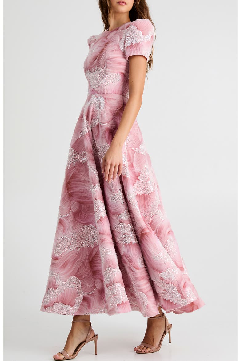 Eleanor Sequin Fit & Flare Cocktail Dress, Alternate, color, ROSE PINK