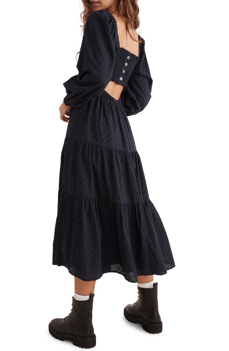 Madewell Lucie Cutout-Back Midi Dress, Alternate, color,