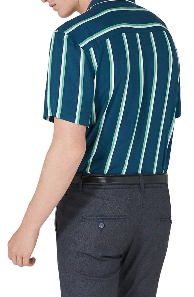 Topman Stripe Revere Collar Shirt, Alternate, color, 