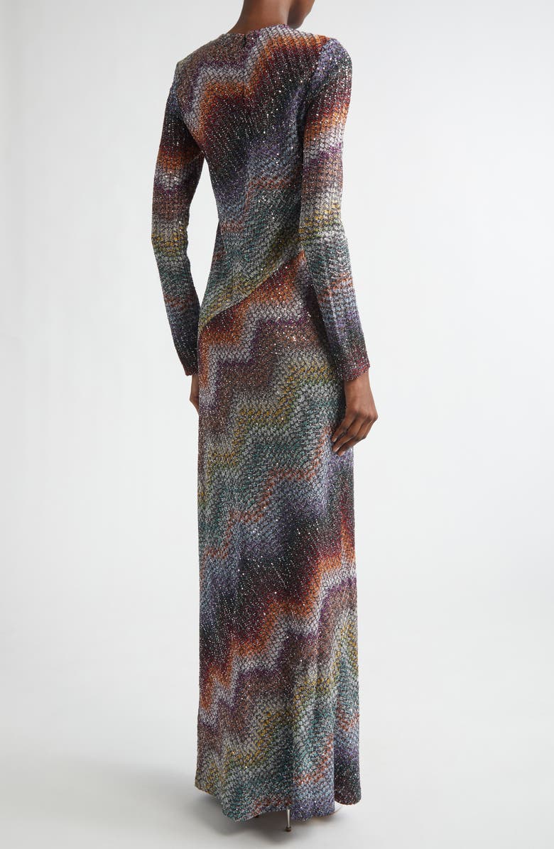 Missoni Greek Zigzag Sequin Lamé Long Sleeve Dress, Alternate, color, Multi Dark