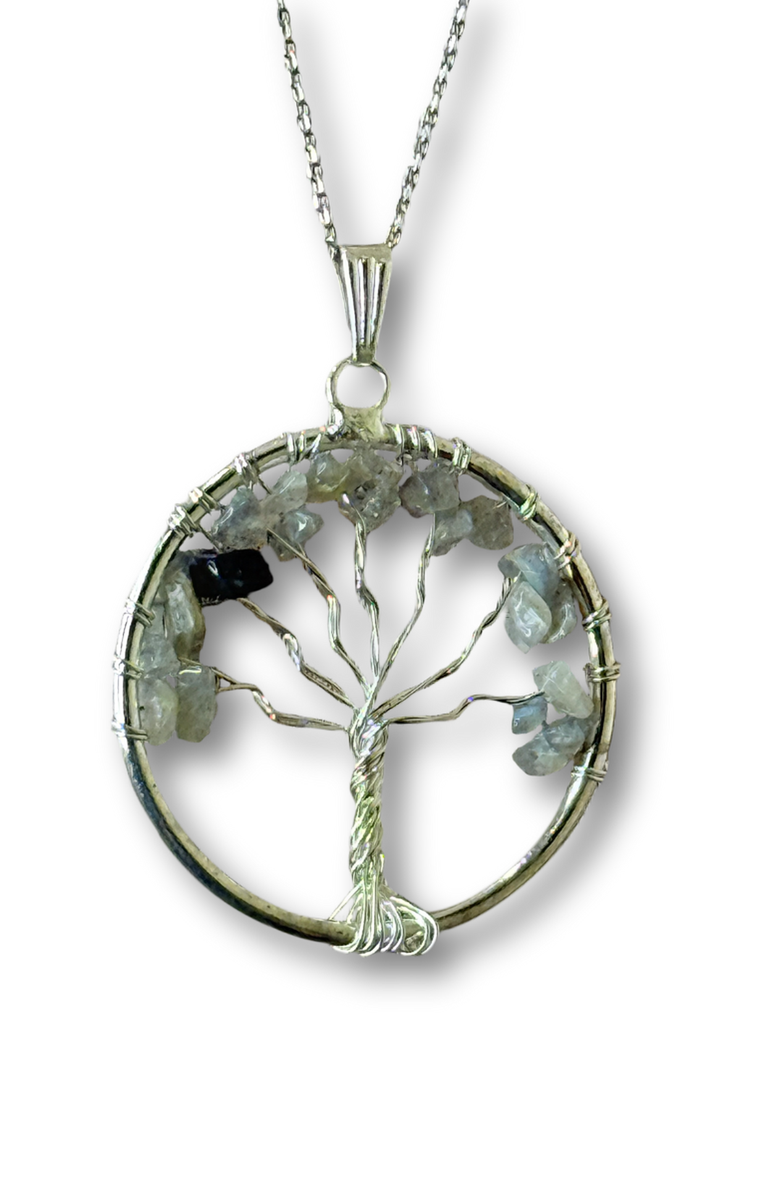 Humanist Beauty Tree of Life Gemstone Necklace, Main, color, Labradorite
