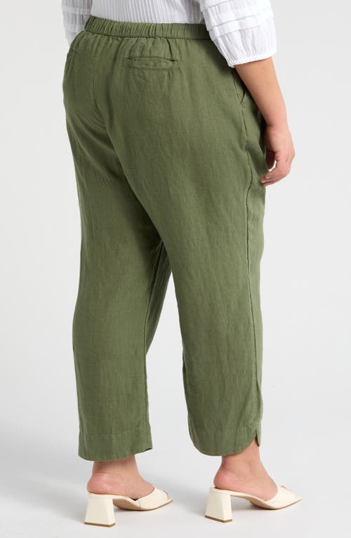 Caslonr Caslon(r) Tie Waist Taper Linen Pants In Green Bronze