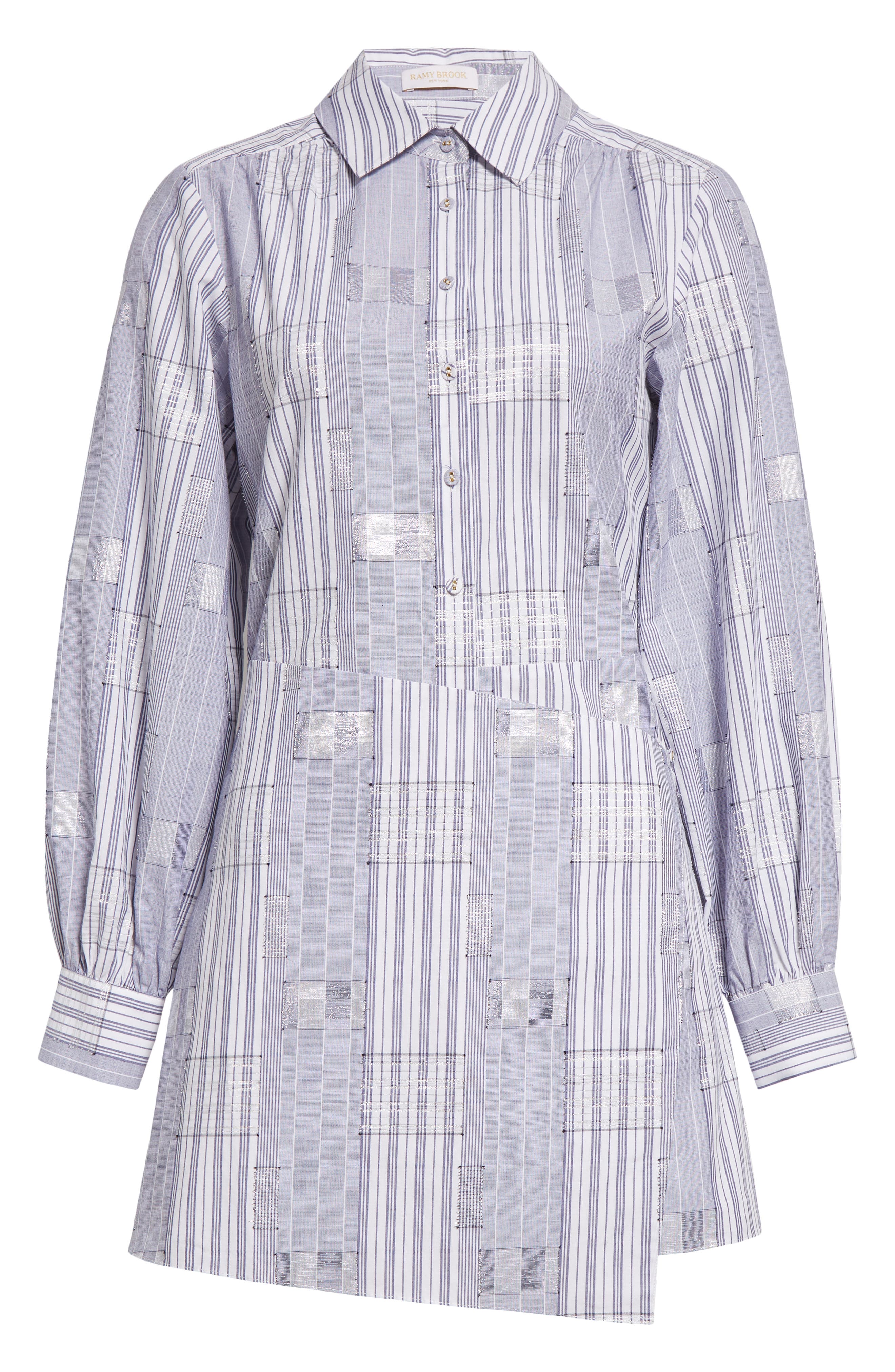 Ramy Brook Sariah Metallic Plaid Long Sleeve Cotton Blend Mini ...