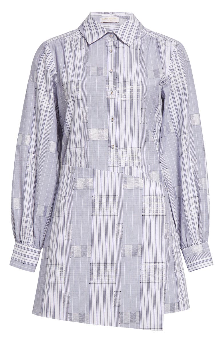 Ramy Brook Sariah Metallic Plaid Long Sleeve Cotton Blend Mini Shirtdress, Alternate, color, 