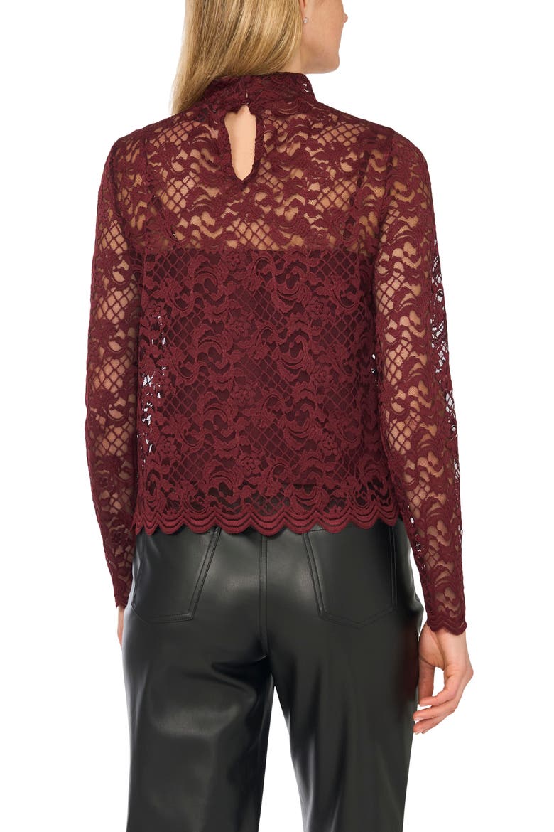 Lace Mock Neck Top, Alternate, color, MAUVE MARSALA