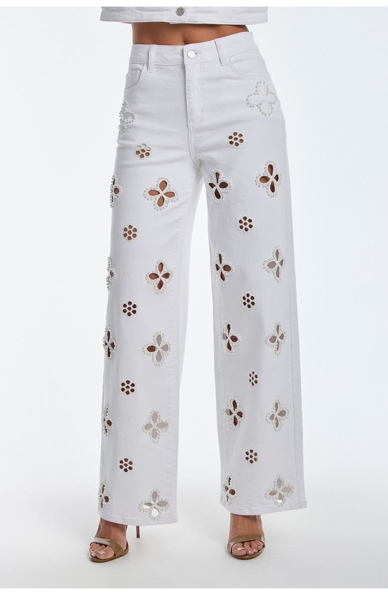 The Noli Shop Kaia Pearl High Rise Jean, Main, color, White