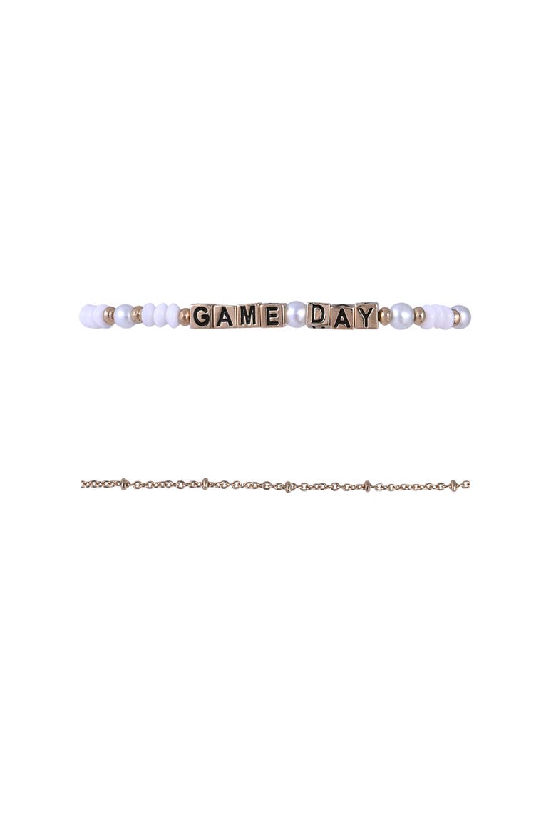 Game Day 4pc Football Bracelet Set, Alternate, color, Brown